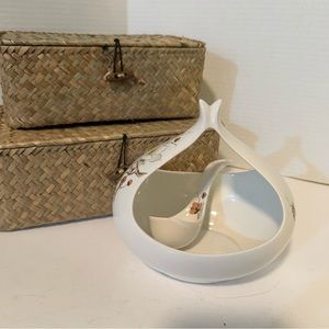 Gorgeous Vintage Gravy Boat with Serving Spoon “bittersweet” design